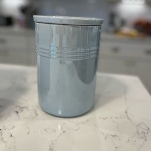 Le Creuset Metallic Blue Canister with Lid (2.5 qt large size).